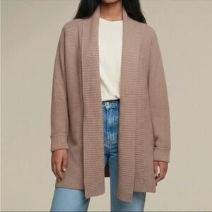 Zara Knit Waffle Knit Sweater Cardigan in Tan, Medium